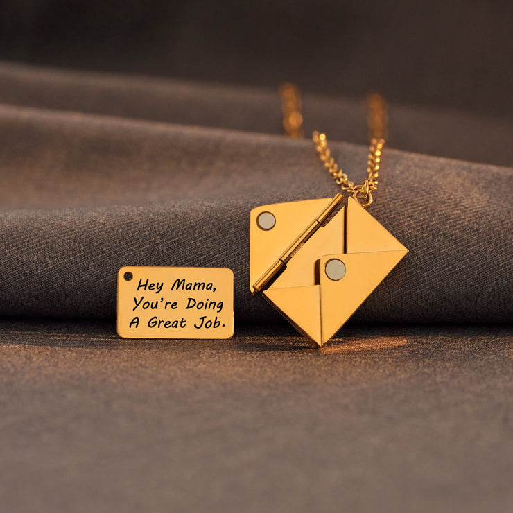 Hey Mama Hidden Message Letter Necklace