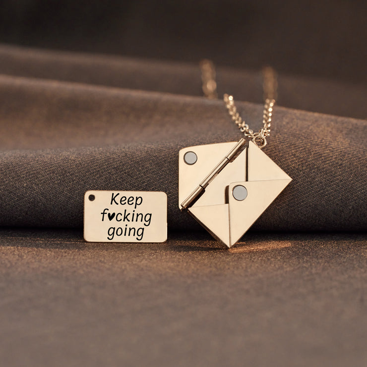 Keep F♥cking Going Hidden Message Letter Necklace