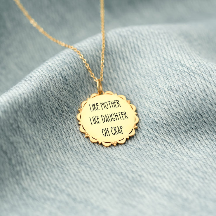 Floral Edge Disc Necklace