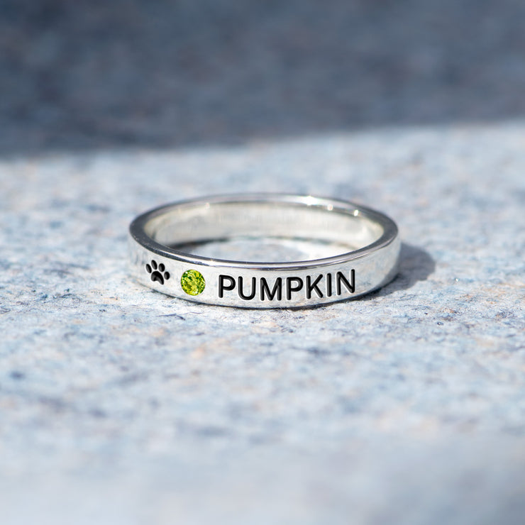 Birthstone Engraving Ring Band