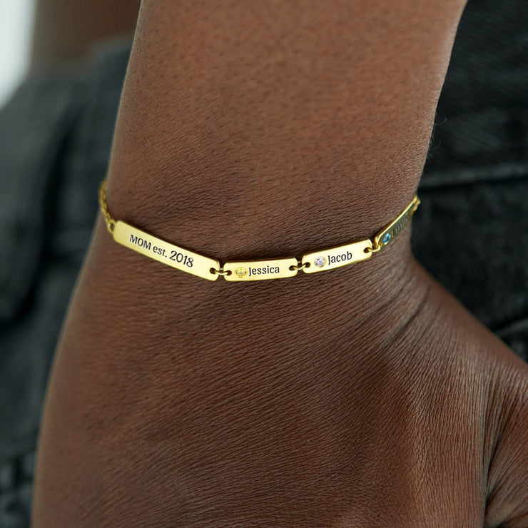 1-6 Names&Birthstones Bar Bracelet
