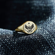 Rise From Ashes Golden Phoenix Signet Ring