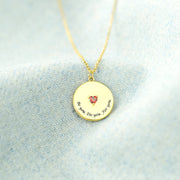 Heart Birthstone Disk Necklace