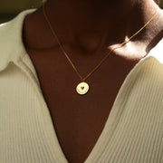 Heart Birthstone Disk Necklace