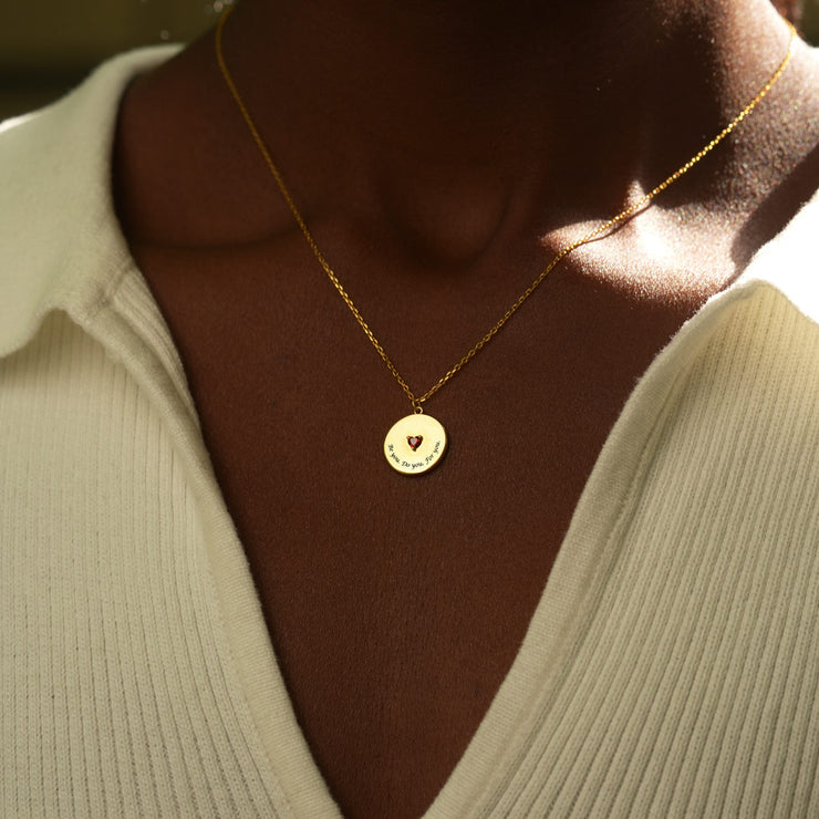 Heart Birthstone Disk Necklace