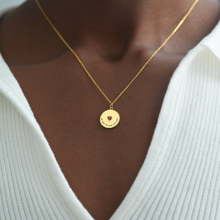 Heart Birthstone Disk Necklace