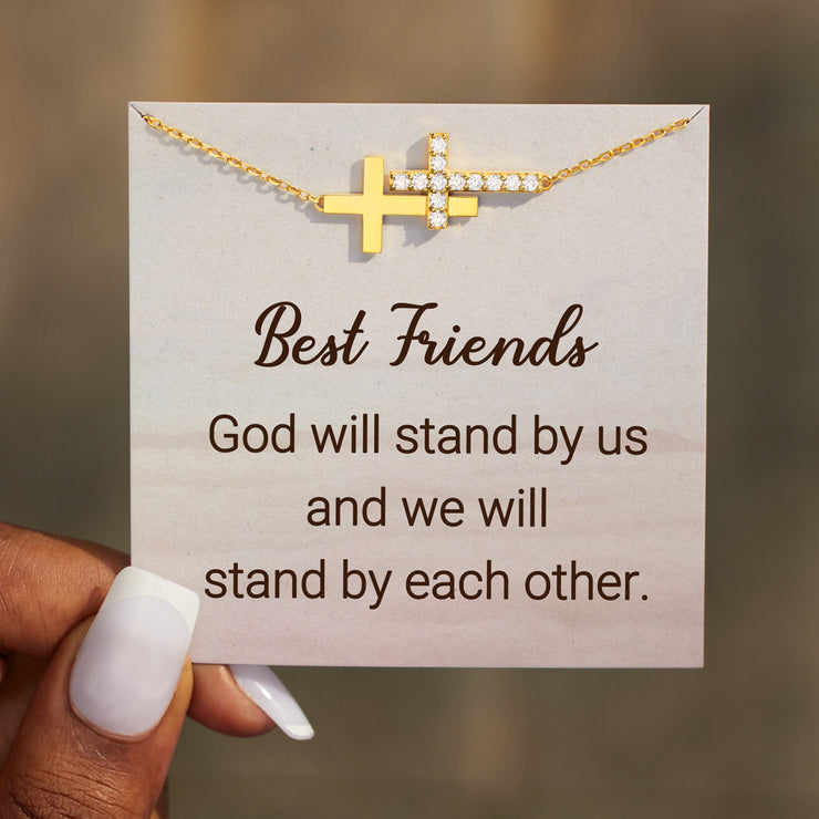 Best Friends Stand By Each Other Double Cross Bracelet