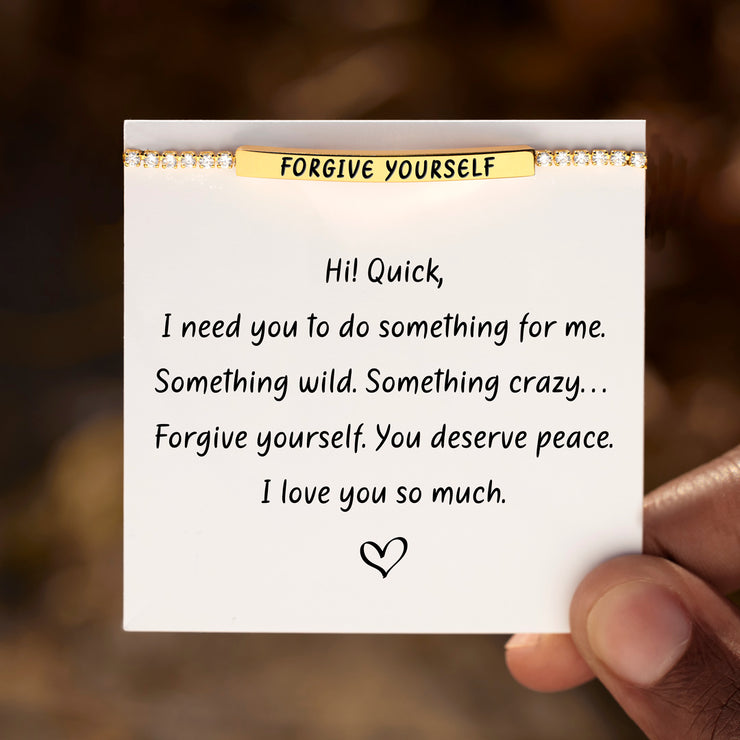 Forgive Yourself Golden Bar Tennis Bracelet Set