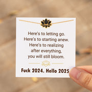 Fuck 2024 Hello 2025 Motivational Black Lotus Bracelet