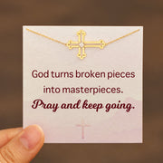 Pray and Keep Going Hollow Out Cross Bracelet