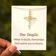 Birth Flower Cross Necklace