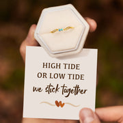 High Tide Or Low Tide Couple's Personalized Double Stone Wavy Ring