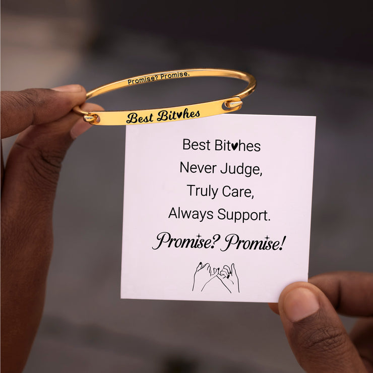 Best B♥tches Promise Front-Open Bar Bangle