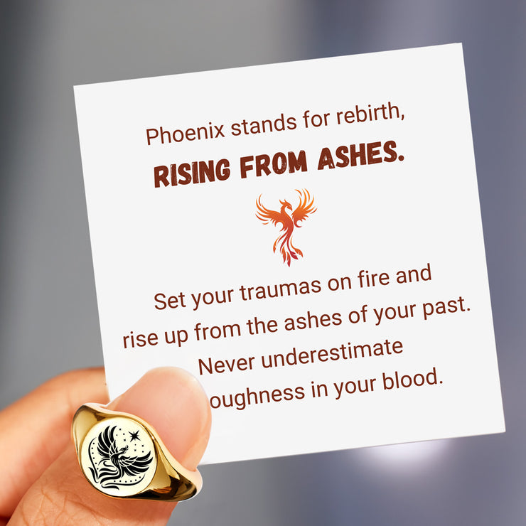 Rise From Ashes Golden Phoenix Signet Ring