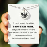 Rise From Ashes Phoenix Mantra Necklace