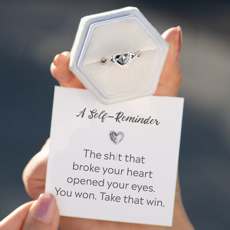 You Won Dual Teardrop Heart Ring