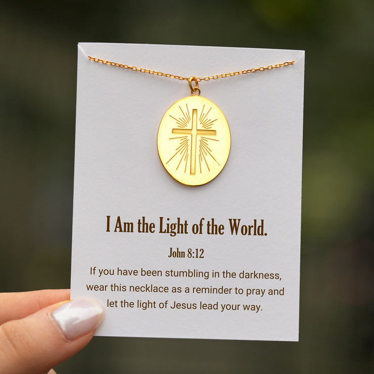 Follow the Light of Jesus Radiant Cross Necklace