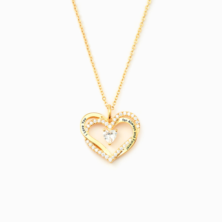 Engraved Two Heart Necklace