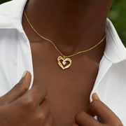 Engraved Two Heart Necklace