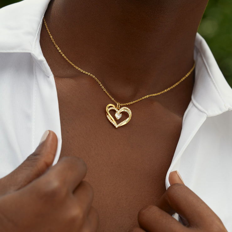 Engraved Two Heart Necklace