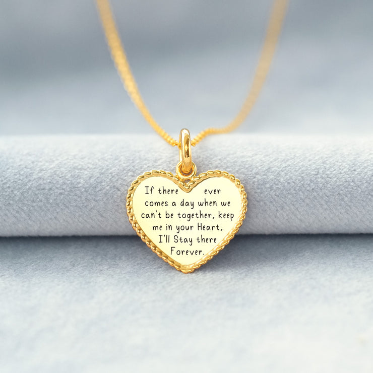 Keep Me In Your Heart Engraved Heart Pendant Necklace