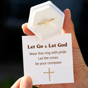 Let Go & Let God Cross Beaded Ring