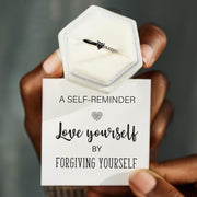 Love Yourself by Forgiving Yourself Heart-Cut Half Enamel Ring