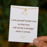 Love Yourself Harder Now Heart-Shape Initial Necklace