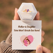 Mother And Daughter Dual Water Drop Birthstones Heart Ring