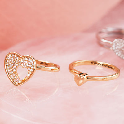 Mama & Sweetheart Heart Shape Matching Ring Set