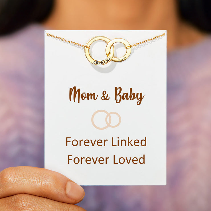 Mom And Kid Circle Necklace With Engraved Names