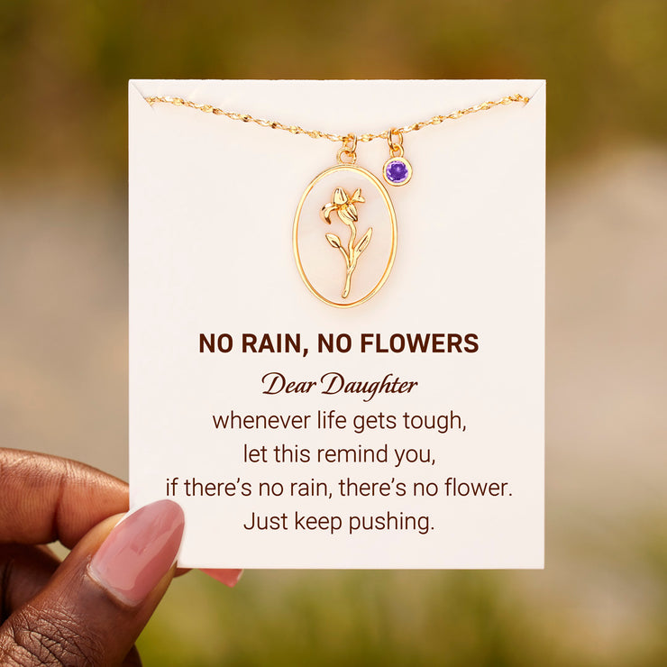 No Rain No Flower Mother Of Pearl Birth Flower Necklace