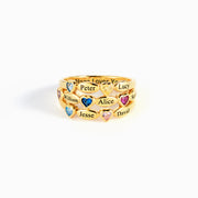 Nana Loves You 1-7 Name & Birthstone Multi-Row Ring