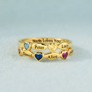 Nana Loves You 1-7 Name & Birthstone Multi-Row Ring