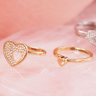 Nana & Sweetheart Heart Shape Matching Ring Set