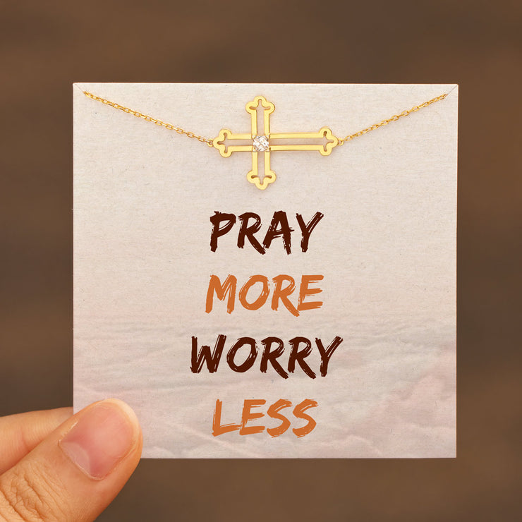 Pray More Worry Less Hollow Out Cross Bracelet