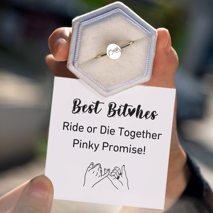 Best Bi♥︎ches Ride Or Die Together Pinky Promise Ring