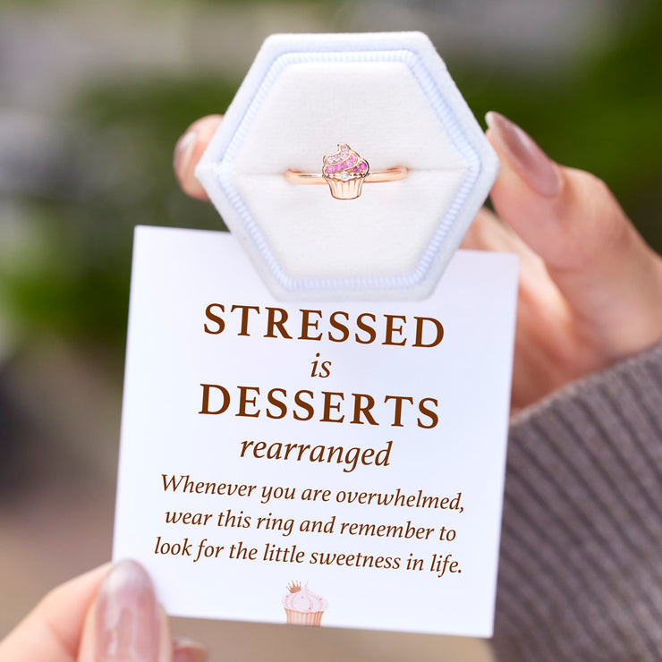 Stressed is Desserts Rearranged Cupcake Ring