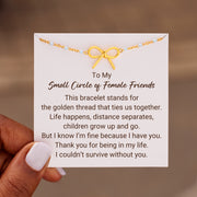 Small Circle Of Female Friends Matching Golden Bow Enamel Chain Bracelet