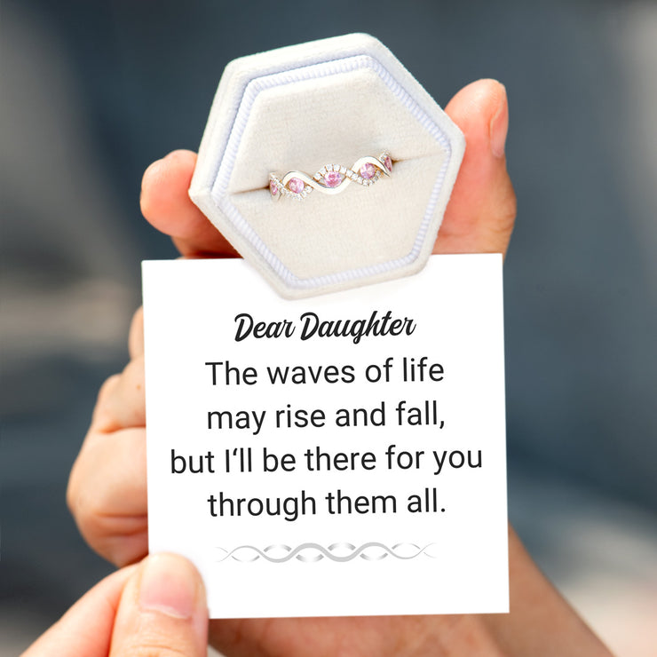 Dear Daughter Birthstone Double Wave Ring