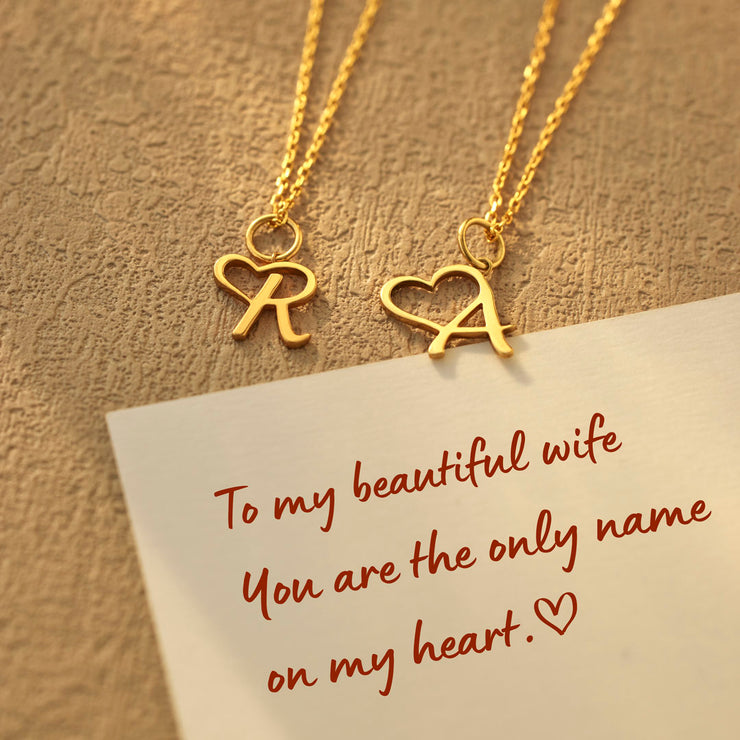 Only Name On My Heart Heart-Shape Initial Necklace
