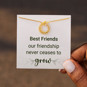 Best Friends Golden Leaf Circle Necklace