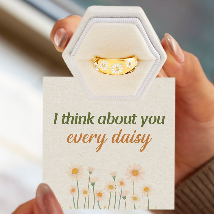 I Think About You Every Daisy Dome Daisy Ring