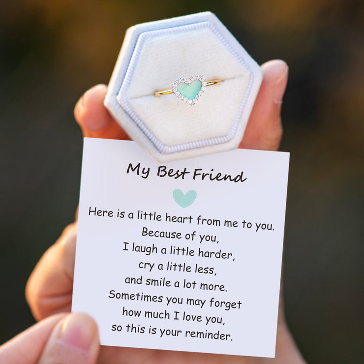 To My Best Friend Heart-Shaped Green Enamel Ring