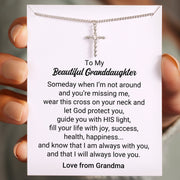 To My Beautiful Granddaughter Pods Cross Necklace