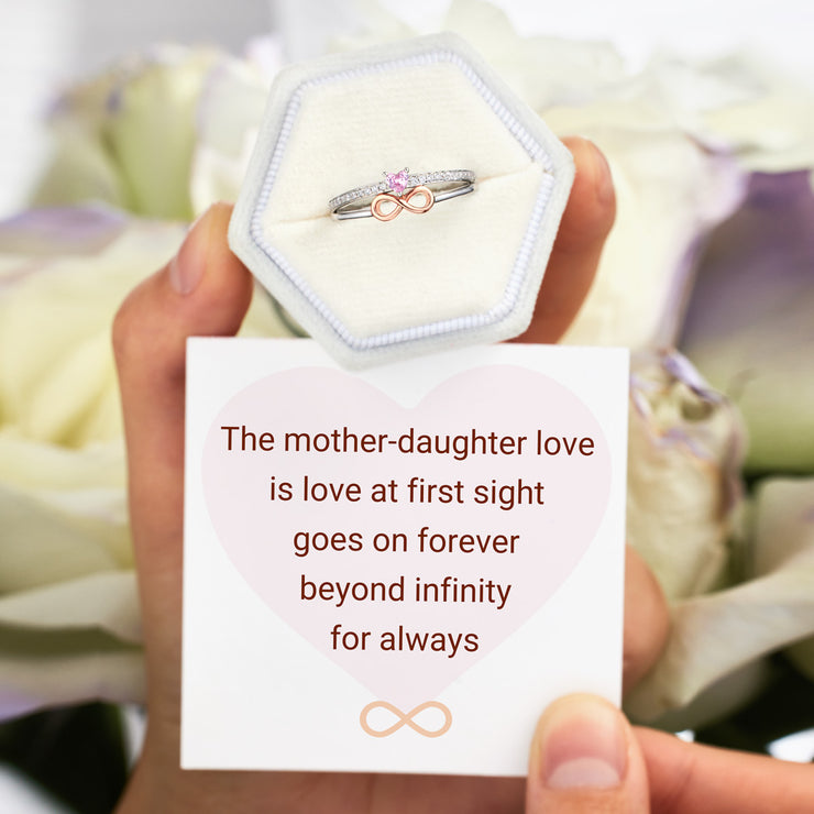 Mother And Daughter Are Love At First Sight Heart Infinity Sign Ring