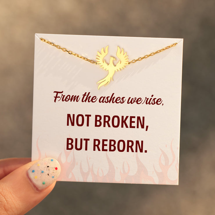 From The Ashes We Rise Golden Phoenix Charm Bracelet