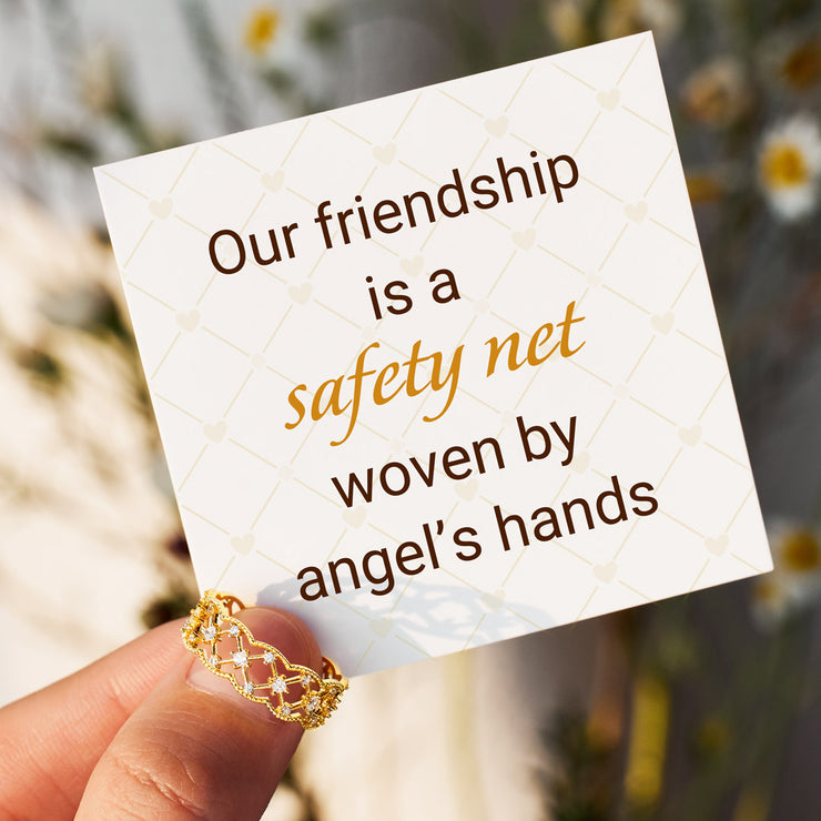 Our Friendship Is A Safety Net Woven By Angels' Hands Weave Rings