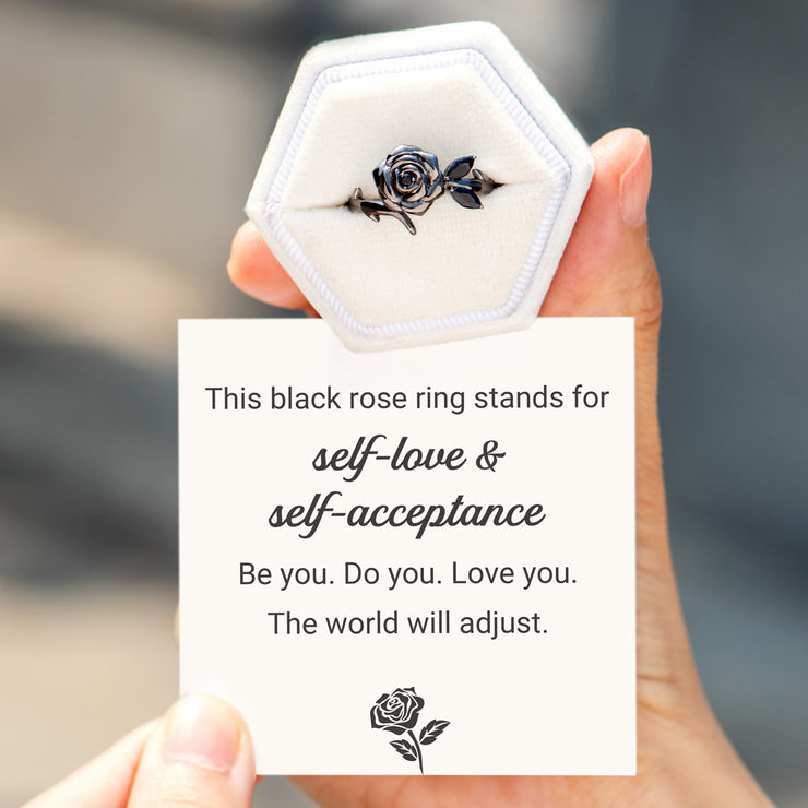 Be You Do You Love You Self-Love Black Rose Ring