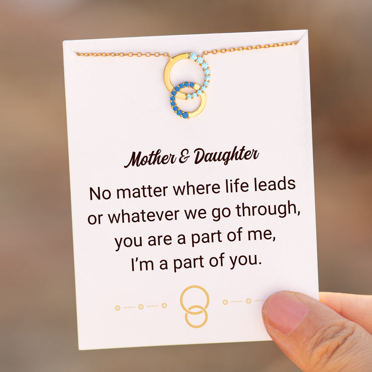 Mother & Daughter Linking Circles Birthstone Necklace